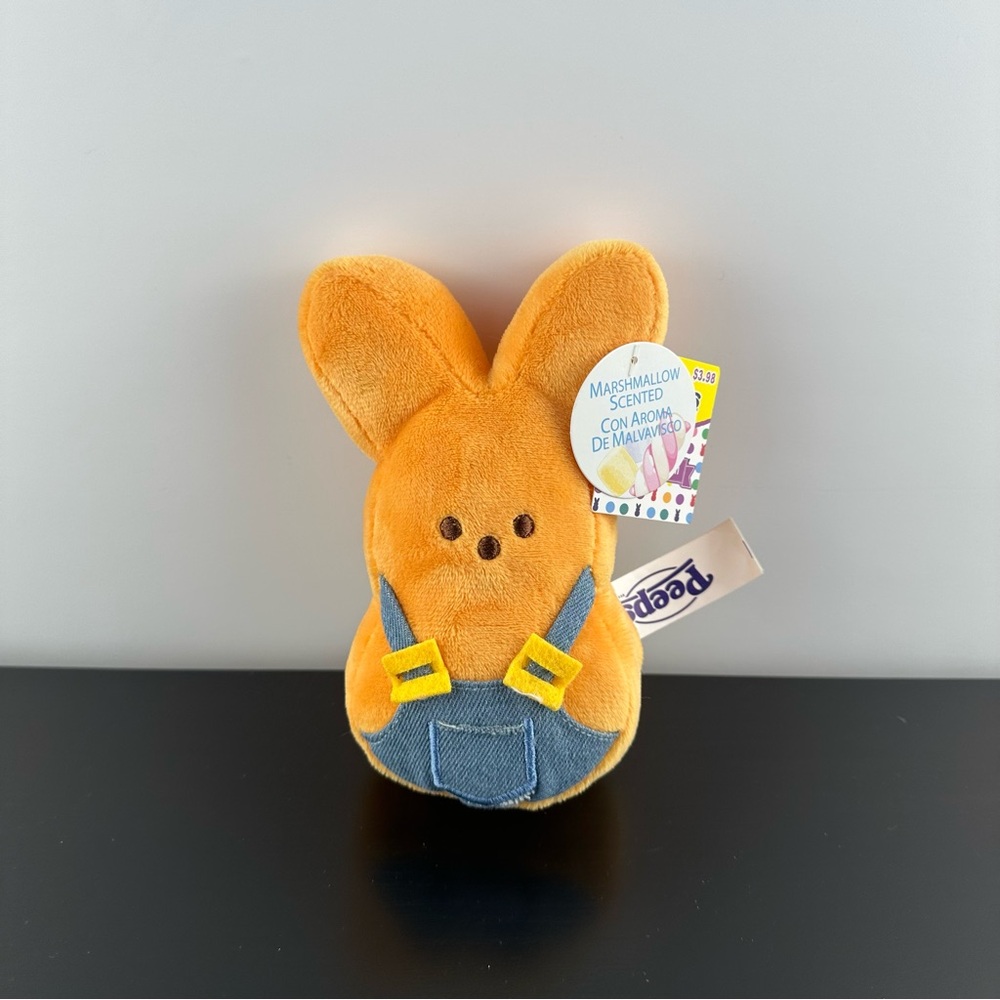 Peeps 6" Plush Orange Bunny With Overalls Marshmallow Scented Stuffed Animal